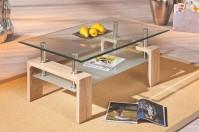 Edel Couchtisch aus robuster Sonoma Eiche und Sicherheitsglas - INTERLINK