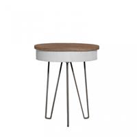 LABEL51 Bijzettafel Saria - Wit - Mangohout - 44 cm - Rond