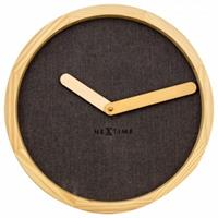 Huisenthuis.nl NE-3155BR Wandklok Dia. 30 Cm, Hout & Stof, Bruin,Calm'