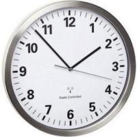 tfa Dostmann Funk Wanduhr 30.5cm x 4.3cm Edelstahl Schleichendes Uhrwerk (lautlos), Energ