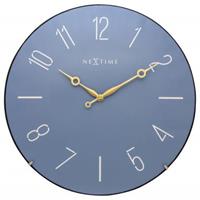 nextime NE-3158BL Wandklok Dia. 35 Cm, Bol Glas, Blauw,Trendy Dome'