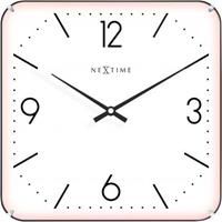 nextime NE-3174 Wandklok 35 X 35 Cm, Bol Glas, Wit,Basic Square Dome'