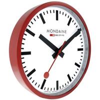 Mondaine Wandklok 25cm-wit-rood- A990.CLOCK.11SBC