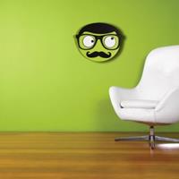 Huisenthuis.nl NE-3089 Wandklok 37x31x3,7 Cm Hout, Groen,Mr. Mustache'