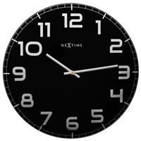 NeXtime Wandklok  dia. 50 cm, glas, zwart, Classy Large