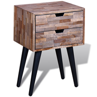 vidaXL Nachtkastje met twee lades gerecycled teak