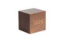 alarmklok Cube dark wood - wit LED