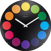 NeXtime NE-3166 Wandklok Dia. 35 Cm, Bol Glas, Wit,Dots Dome'