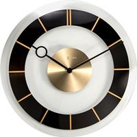 NeXtime Wandklok  dia. 31 cm, glas, zwart, Retro