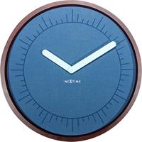 NeXtime NE-3201 Wandklok Dia. 50 Cm, Hout/stof, Blauw