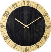 NeXtime NE-3198GO Wandklok Dia. 35 Cm, Hout/metaal, Goud