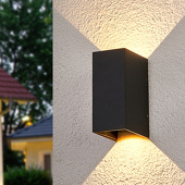 Lampenwelt Tweezijdig oplichtende LED wandlamp Kimian, buiten
