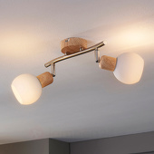 Lampenwelt Tweeflammige LED spot Svenka in houtlook