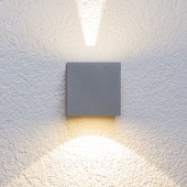 Lampenwelt Zilveren led-buitenwandlamp Jarno, kubus