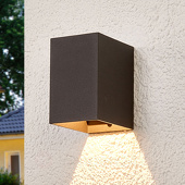 Lucande Dunkelgraue LED-Außenwandlampe Mikka
