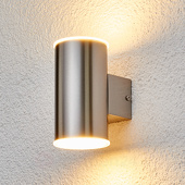 Lampenwelt Morena - roestvrij stalen buitenwandlamp met LED's