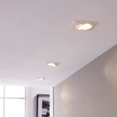 Lampenwelt LED inbouwspot Andrej, hoekig, wit, set van 3