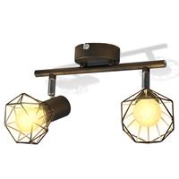 VidaXL Lamp in industrile stijl met 2 LED spotjes, zwart