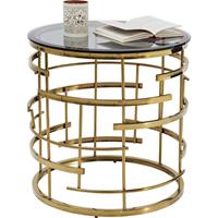 Kare Design Ronde Jupiter BijzettafelØ55cm - Glazen Tafelblad - Goudkleurig Metaal