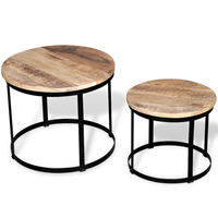 VidaXL Salontafel set 40/50 cm ruw mangohout rond 2-delig
