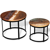 VidaXL Salontafel set 40/50 cm gerecycled hout rond 2-delig