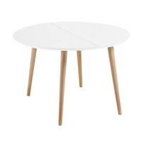 Kave Home - Uitschuifbare tafel Oqui rond 120 (200) x 120 cm wit