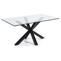 Kave Home - Argo tafel 160 cm glas zwarte benen