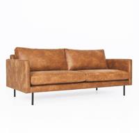 HomingXL 3-zits bank Daisy met doorgestikte armleuning leer Colorado cognac 03 1,96 mtr breed