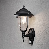 buitenlampenshop.nl Wandlamp Parma Soragna zwart klassieke buitenlamp bewegingssensor 7235-750