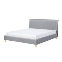 Beliani SENNEZ Tweepersoonsbed Grijs Polyester 180x200