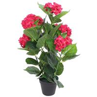 vidaxl Kunst hortensia plant met pot 60 cm rood