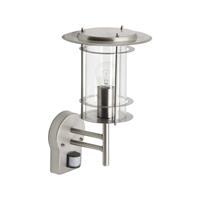 Brilliant York 44797/82 Buitenlamp met bewegingsmelder (wand) Spaarlamp, LED E27 60 W RVS