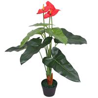 VidaXL Kunst anthurium plant met pot 90 cm rood en geel