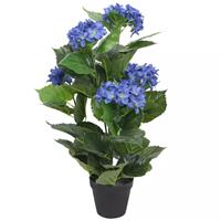 vidaXL Künstliche Hortensie mit Topf 60 cm Blau Mehrfarbig