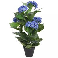 VidaXL Kunst hortensia plant met pot 60 cm blauw