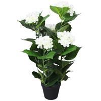 VidaXL Kunst hortensia plant met pot 60 cm wit