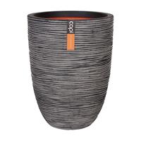 Capi Nature Rib NL vase elegant low M 35x35x47cm Antraciet bloempot