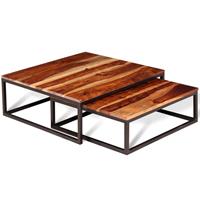 VidaXL Salontafelset massief sheesham hout 2-delig