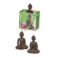Boeddha beeld bruin in cadeautasje 8 cm
