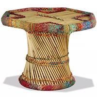 vidaXL Couchtisch Bambus mit Chindi-Details  Mehrfarbig