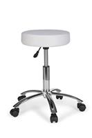 AMSTYLE Hocker LEON Arbeitshocker Stoffbezug Sitzhocker mit Rollen Rollhocker ohne Lehne weiß