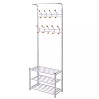 vidaXL Garderobe mit Schuhablage 68×32×182,5 cm  Weiß