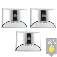 Slk 3X Solar wandlamp Flint RVS met bewegingsmelder op zonne energie