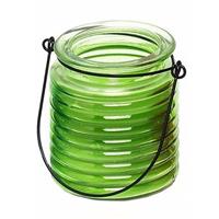 Citronellakaars in groen geribbeld glas 7,5 cm