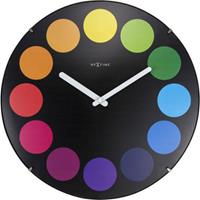 NeXtime NE-3167 Wandklok Dia. 35 Cm, Bol Glas, Zwart,Dots Dome'