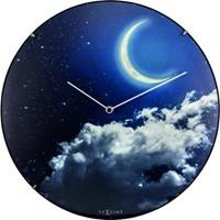 NE-3177 Wandklok Dia. 35 Cm, Bol Glas, 'New Moon Dome'