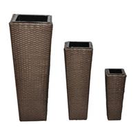 vidaXL Garten-Hochbeet 3-tlg. Poly Rattan  Braun