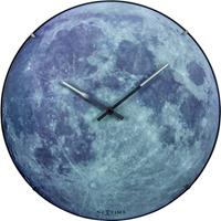 NE-3164 Wandklok Dia. 35 Cm, Bol Glas, 'blauw Moon Dome'