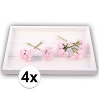 Rayher hobby materialen 4x Roze roosjes van satijn 12 cm Roze