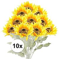 Bellatio 10x Gele zonnebloem kunstbloemen 82 cm Geel